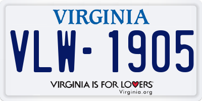 VA license plate VLW1905