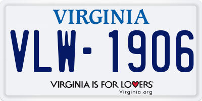 VA license plate VLW1906