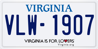 VA license plate VLW1907