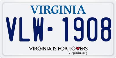 VA license plate VLW1908