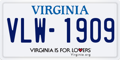 VA license plate VLW1909