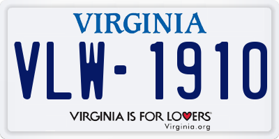 VA license plate VLW1910