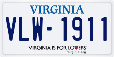 VA license plate VLW1911