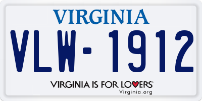 VA license plate VLW1912