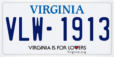 VA license plate VLW1913