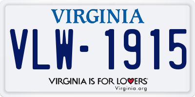 VA license plate VLW1915