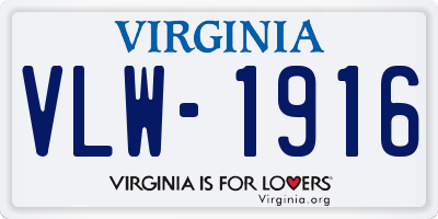 VA license plate VLW1916