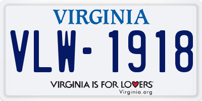 VA license plate VLW1918