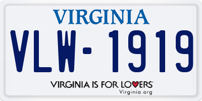 VA license plate VLW1919