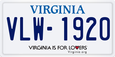 VA license plate VLW1920