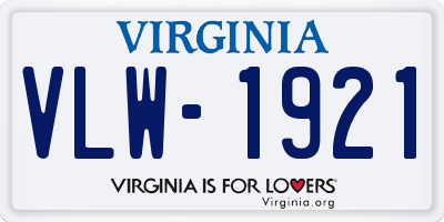 VA license plate VLW1921