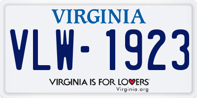 VA license plate VLW1923