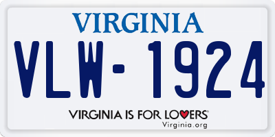 VA license plate VLW1924