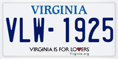 VA license plate VLW1925