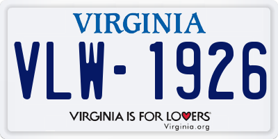 VA license plate VLW1926