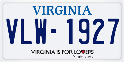 VA license plate VLW1927