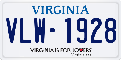 VA license plate VLW1928