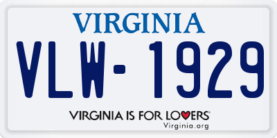 VA license plate VLW1929