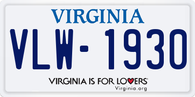 VA license plate VLW1930