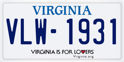 VA license plate VLW1931