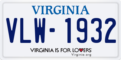 VA license plate VLW1932