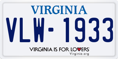 VA license plate VLW1933