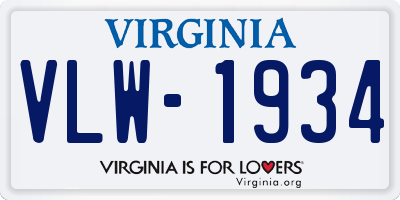 VA license plate VLW1934