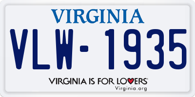 VA license plate VLW1935