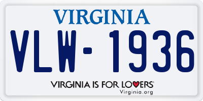 VA license plate VLW1936