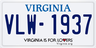 VA license plate VLW1937