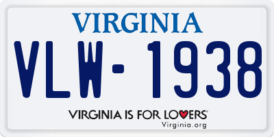 VA license plate VLW1938