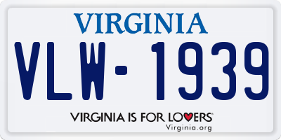 VA license plate VLW1939