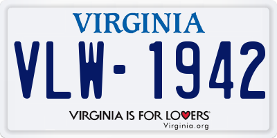 VA license plate VLW1942