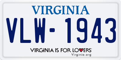 VA license plate VLW1943