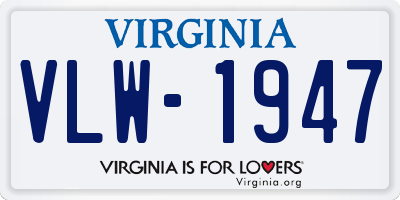 VA license plate VLW1947