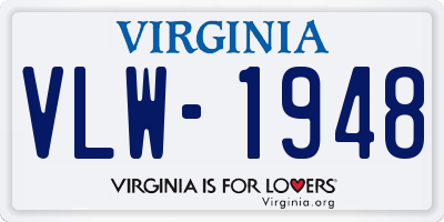 VA license plate VLW1948