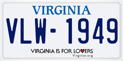 VA license plate VLW1949