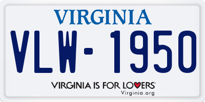 VA license plate VLW1950