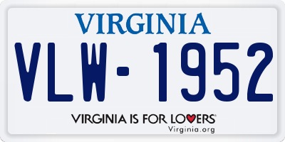 VA license plate VLW1952