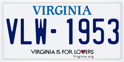 VA license plate VLW1953