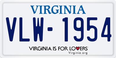 VA license plate VLW1954