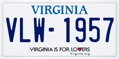 VA license plate VLW1957