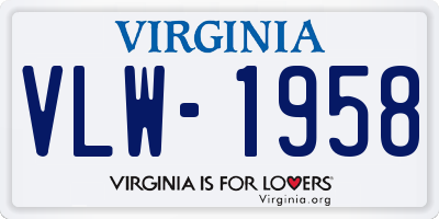 VA license plate VLW1958