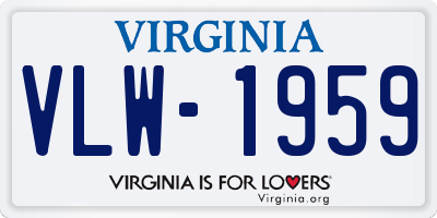 VA license plate VLW1959