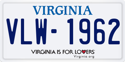 VA license plate VLW1962