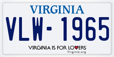 VA license plate VLW1965