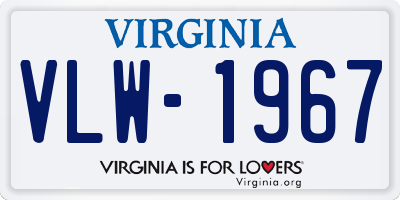 VA license plate VLW1967