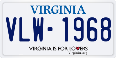 VA license plate VLW1968