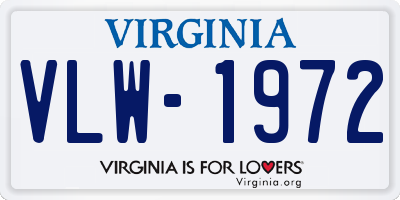 VA license plate VLW1972