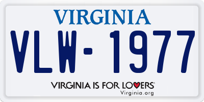 VA license plate VLW1977